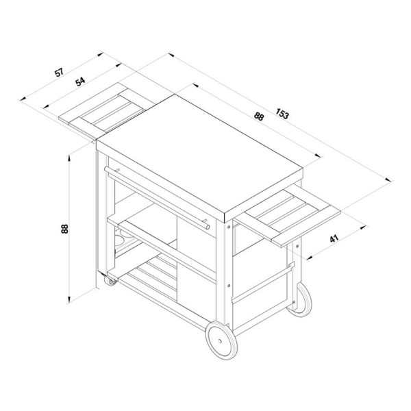 Chariot Mobilot pour plancha ENO bois et inox