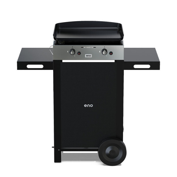 Combo plancha gaz chariot ENO Initial 50cm 2 brûleurs inox noir