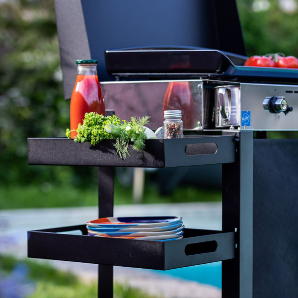 Combo plancha gaz chariot ENO Initial 65cm 3 brûleurs inox noir