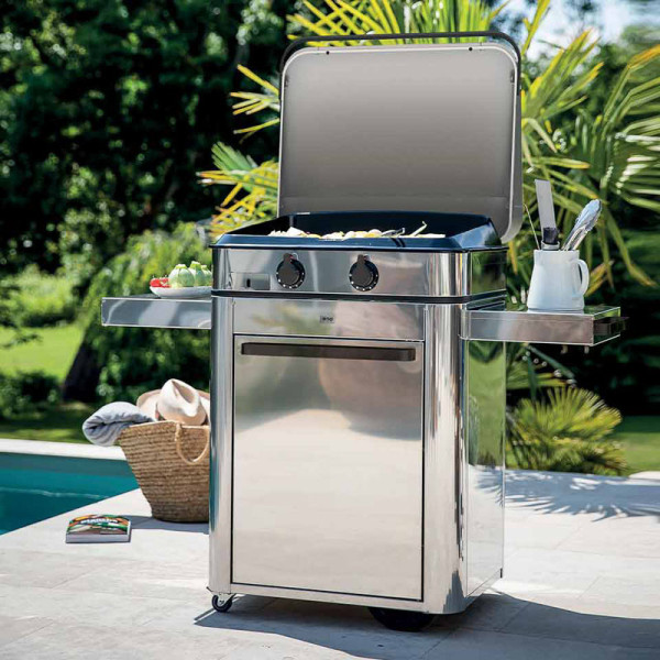 Combo plancha gaz chariot ENO Enosign 65cm 2 brûleurs - 3 coloris