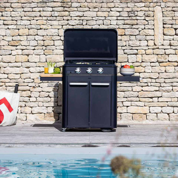 Combo plancha gaz chariot ENO Enosign 80cm 3 brûleurs - 3 coloris
