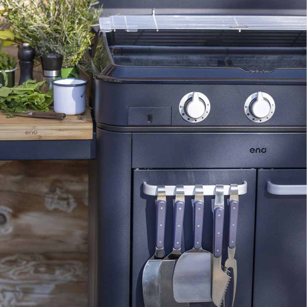 Combo plancha gaz chariot ENO Enosign 80cm 3 brûleurs - 3 coloris