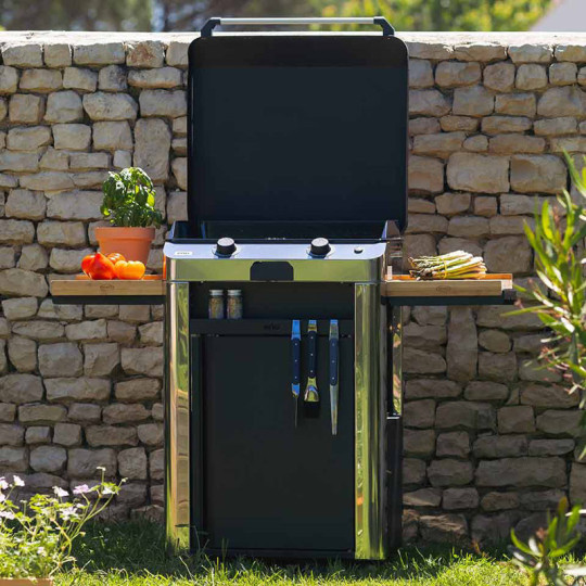 Combo plancha gaz chariot ENO Fusion 60cm 2 brûleurs - 2 coloris