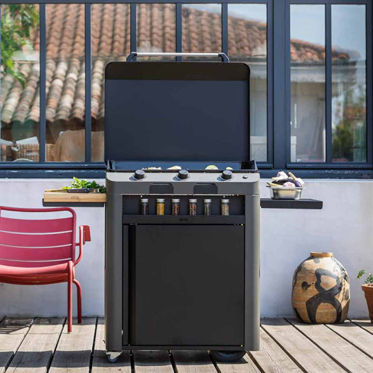 Combo plancha gaz chariot ENO Fusion 75cm 2 brûleurs - 2 coloris