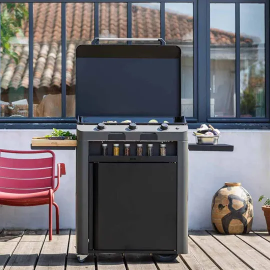 Combo plancha gaz chariot ENO Fusion 75cm 2 brûleurs - 2 coloris