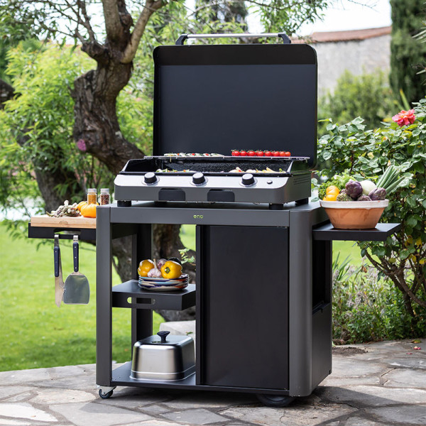 Chariot Achille avec porte pour plancha ENO - 3 coloris