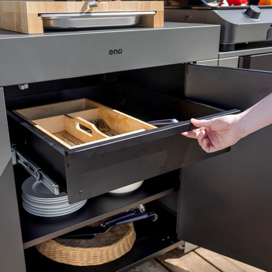 Tiroir noir ENO Modulo pour cuisine d'extérieur