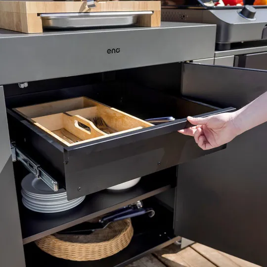Tiroir noir ENO Modulo pour cuisine d'extérieur