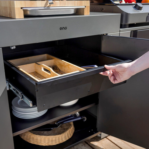 Tiroir noir ENO Modulo pour cuisine d'extérieur