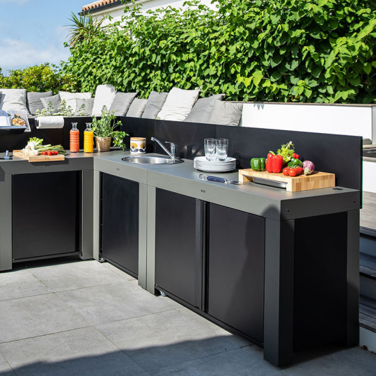 Crédence arrière noire ENO 60cm Modulo pour cuisine d'extérieur
