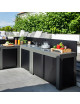Crédence arrière noire ENO 60cm Modulo pour cuisine d'extérieur