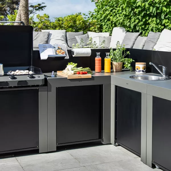 Kit ENO de 4 accessoires Crédence Modulo Félix Noir cuisine d'extérieur