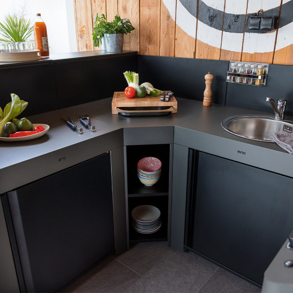 Module ENO d'angle 80cm cuisine d'extérieur - 2 coloris