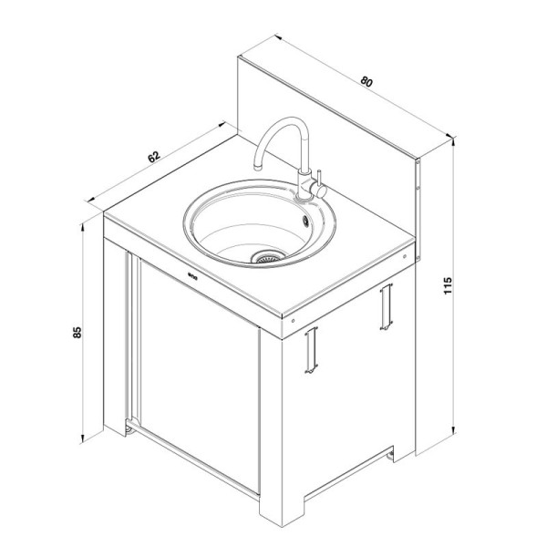 Module évier ENO 80cm cuisine d'extérieur - 2 coloris