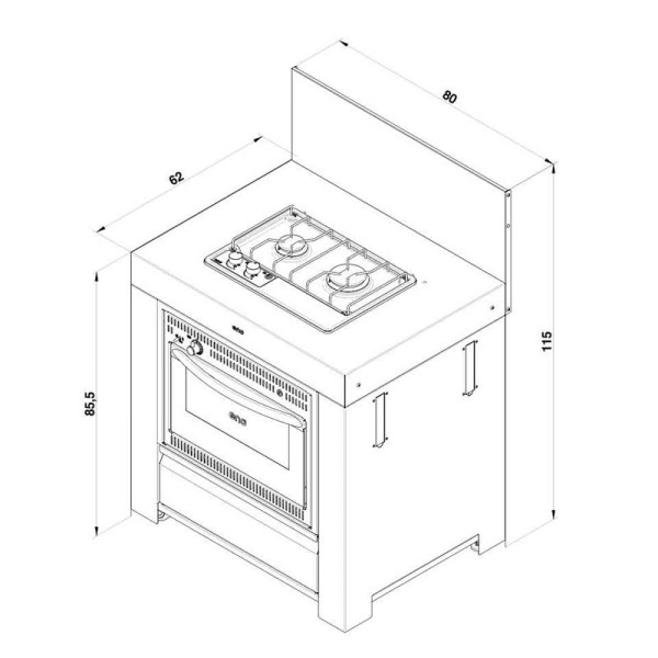 Module Combiné ENO 80cm table cuisson et four cuisine d'extérieur - 2 coloris