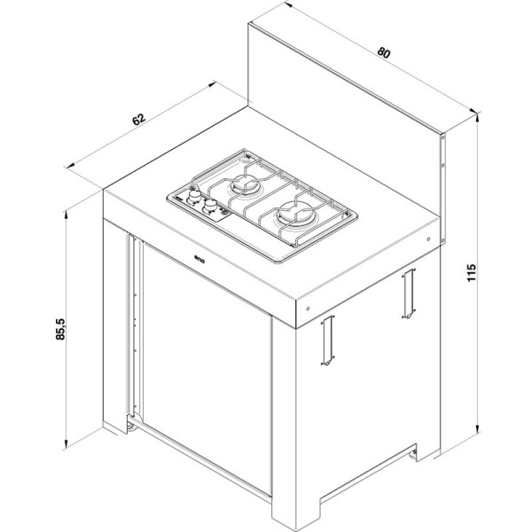 Module table Master encastrée ENO 80cm cuisine d'extérieur - 2 coloris