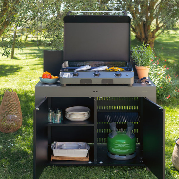 Meuble plancha ENO Félix 120cm cuisine d'extérieur - 2 coloris