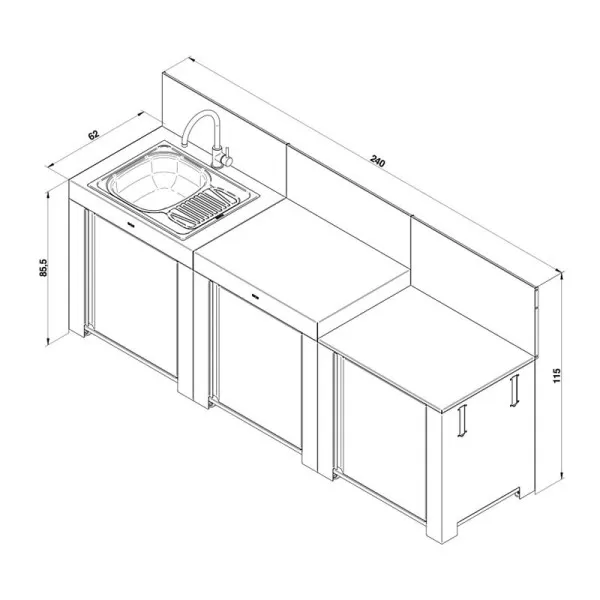 Ensemble Cuisine ENO Classic 3 modules cuisine d'extérieur - 2 coloris