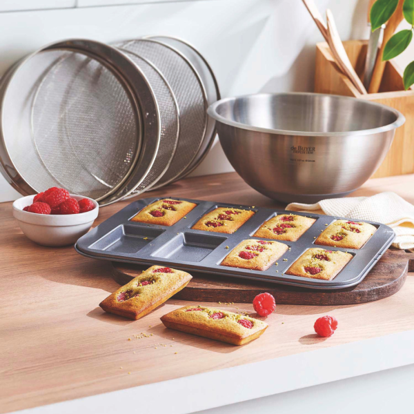 Moule plaque à 8 grands financiers DE BUYER acier antiadhésif