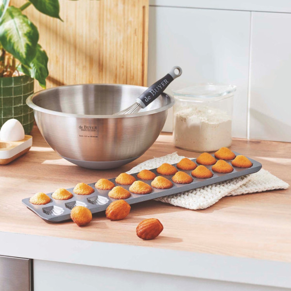 Moule plaque à 20 mini-madeleines DE BUYER acier antiadhésif