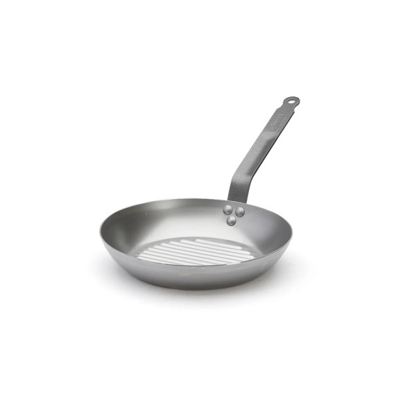 Poêle grill DE BUYER Carbone Plus ronde en tôle d'acier - 2 tailles