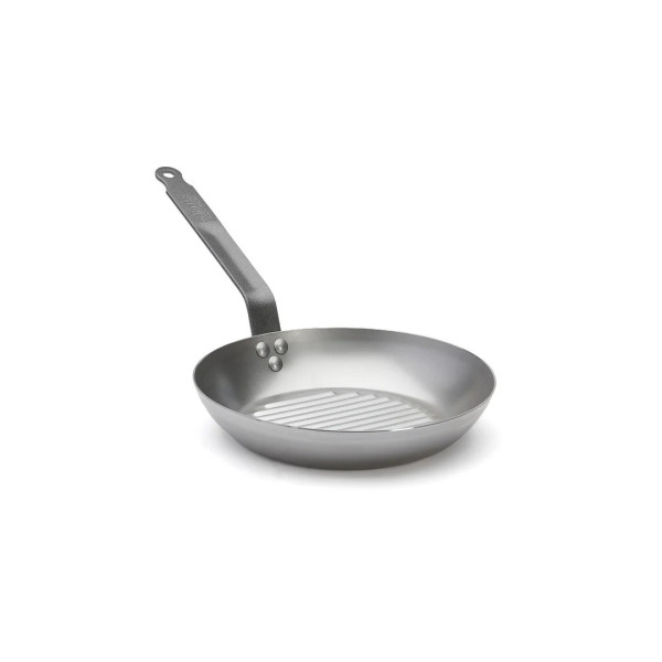 Poêle grill DE BUYER Carbone Plus ronde en tôle d'acier - 2 tailles
