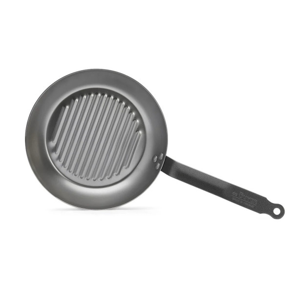 Poêle grill DE BUYER Carbone Plus ronde en tôle d'acier - 2 tailles
