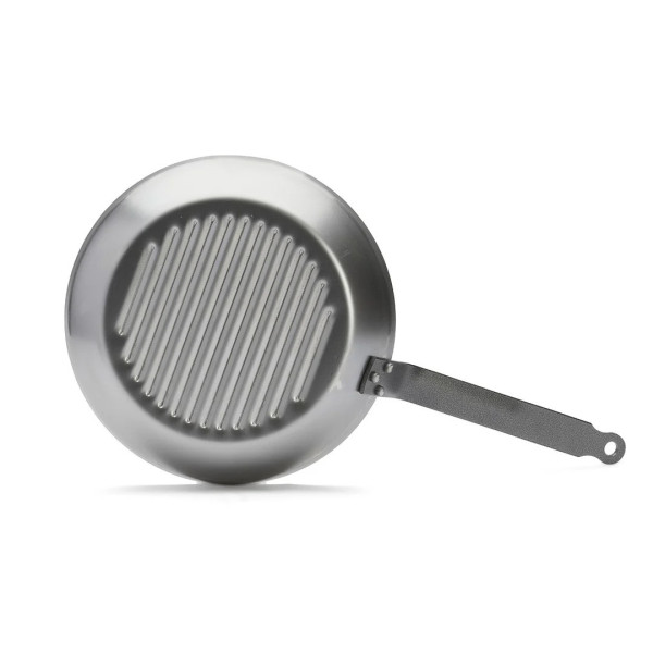 Poêle grill DE BUYER Carbone Plus ronde en tôle d'acier - 2 tailles