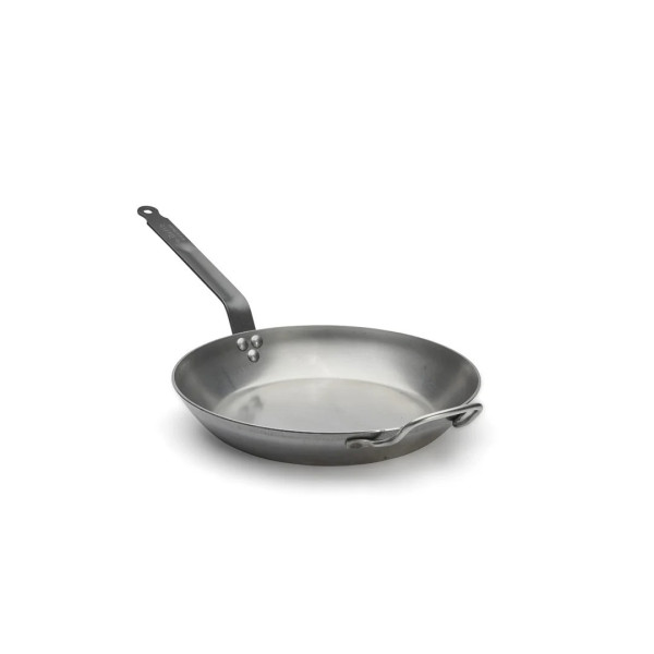 Poêle à frire avec anse DE BUYER Carbone Plus ronde en tôle d'acier - 3 tailles