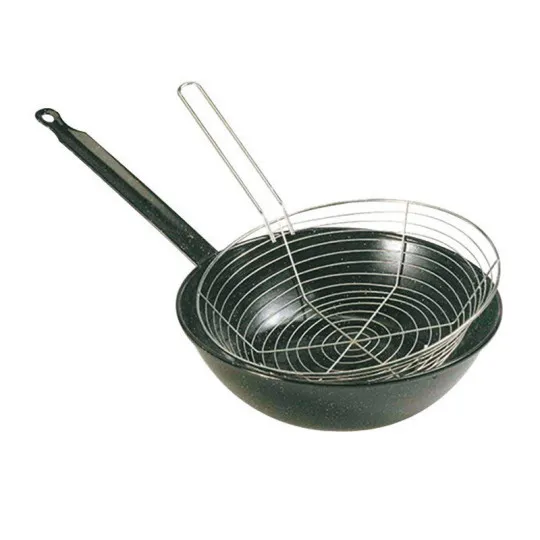 Poêle à frire MATFER en tôle émaillée avec panier 24cm