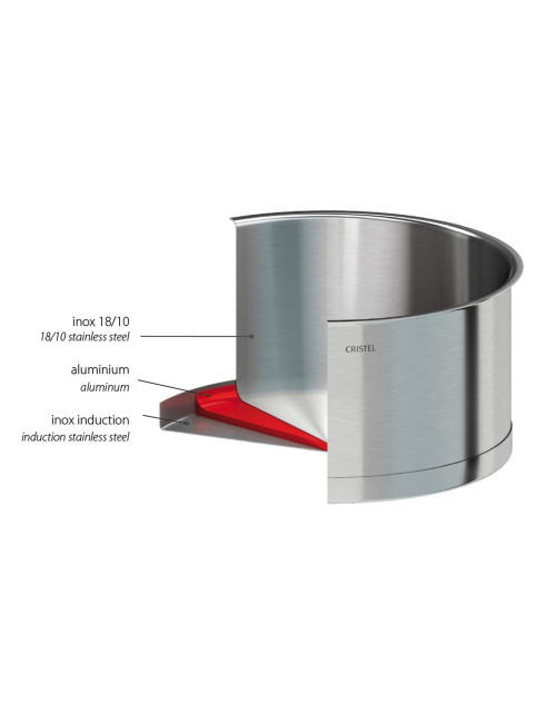 Set batterie de 3 casseroles Cristel Strate + 1 poignée Strate Inox