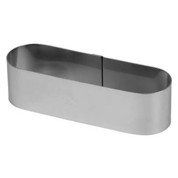 Cercle à entremets MATFER oblong en inox hauteur 4cm 14.5x4.5cm