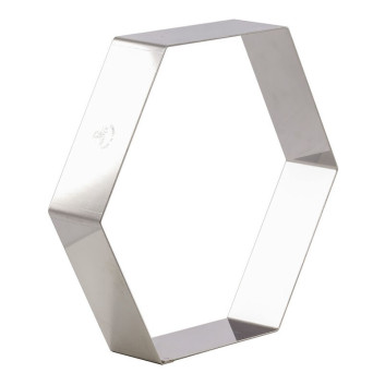 Cercle à entremets MATFER hexagone en inox hauteur 4.5cm - 2 tailles