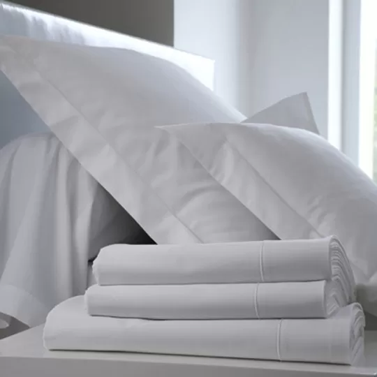 Drap housse Uni BLANC DES VOSGES Percale 160x200cm Bonnet 35cm blanc
