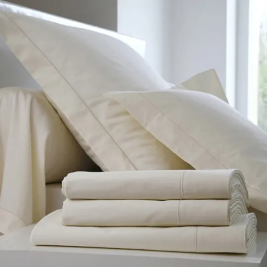 Drap housse Uni BLANC DES VOSGES Satin Bonnet 40 naturel 140x190cm