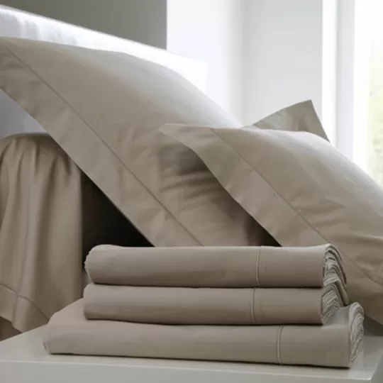 Drap housse Uni BLANC DES VOSGES Satin Bonnet 40 chanvre 180x200CM