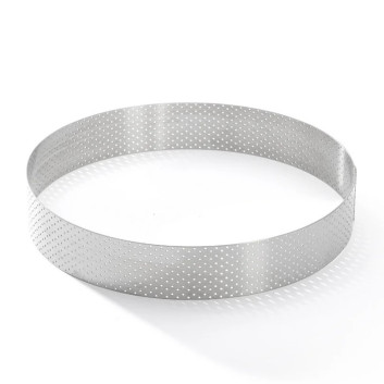 Cercle à tarte rond DE BUYER Valrhona en inox perforé 20.5cm