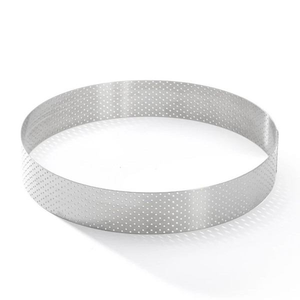 Cercle à tarte rond DE BUYER Valrhona en inox perforé 20.5cm