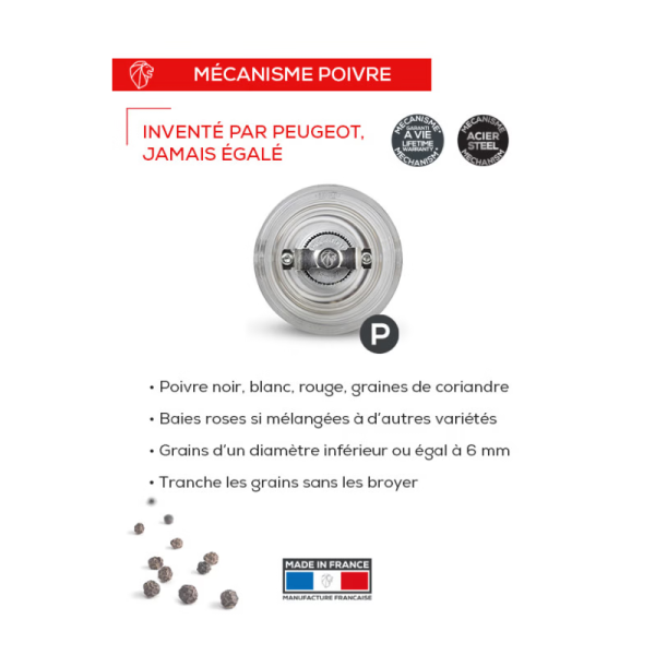 Moulin à poivre PEUGEOT SAVEURS Bistro transparent