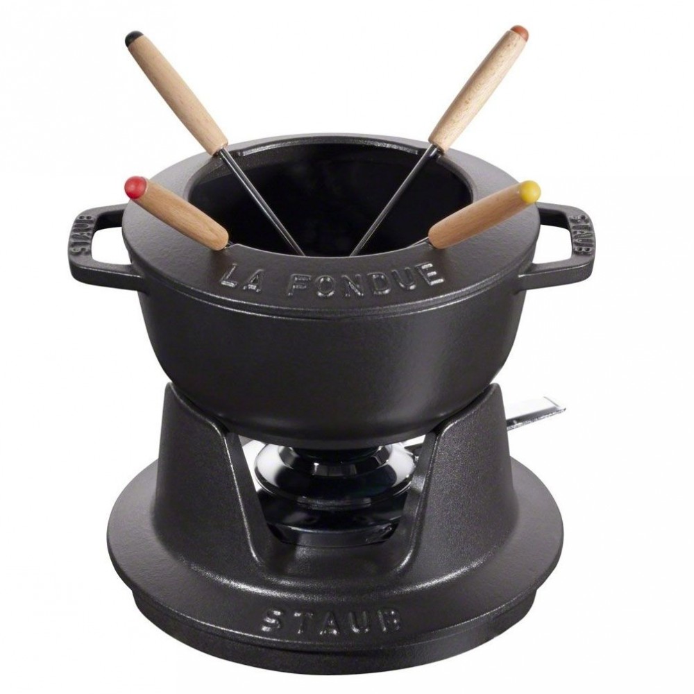Rare Service à Fondue Nomar/staub Fonte Émaillée - Décor