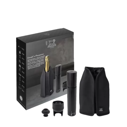 Coffret PEUGEOT SAVEURS pompe double fonction et gaine rafraîchissante Fresh'n'Preserve Frizz