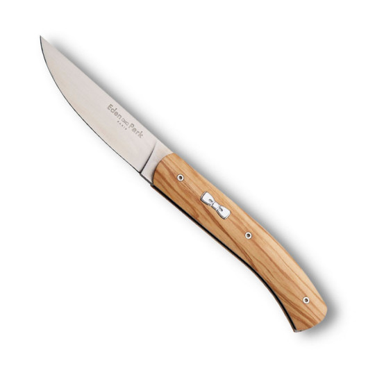 Couteau de poche OVALIE Eden Park Legendary série numérotée plein manche 11cm en bois d'olivier