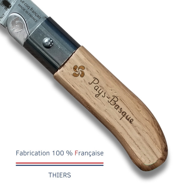 Couteau de poche LE COQ FRANCAIS Le P'tit Coq Basque manche en bois de chêne
