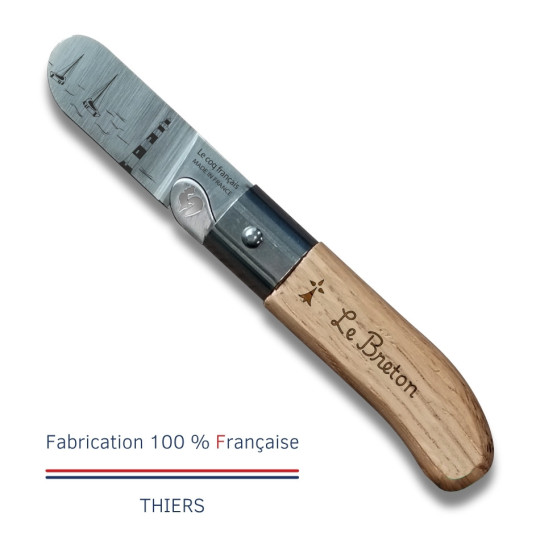 Couteau de poche LE COQ FRANCAIS Le P'tit Coq Bretagne manche en bois de chêne