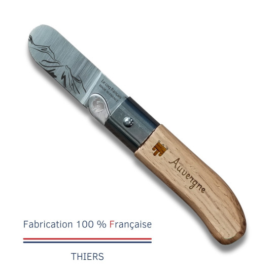 Couteau de poche LE COQ FRANCAIS Le P'tit Coq Auvergnat manche en bois de chêne
