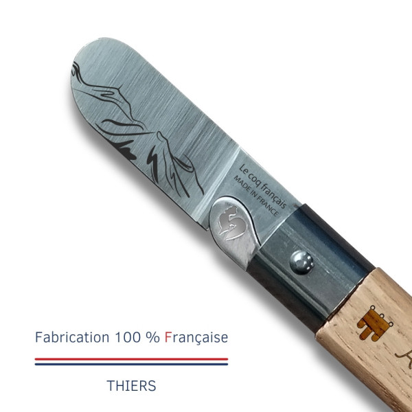 Couteau de poche LE COQ FRANCAIS Le P'tit Coq Auvergnat manche en bois de chêne
