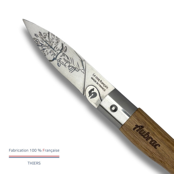 Couteau de poche LE COQ FRANCAIS Le Coq Virole Aubrac manche en bois de chêne