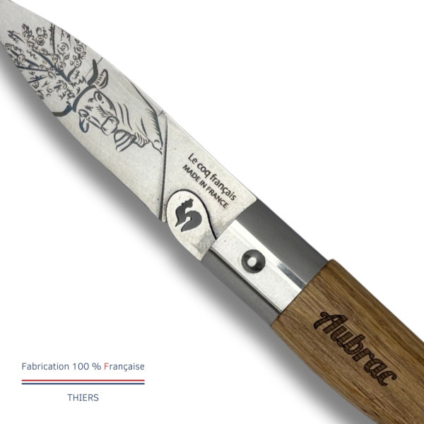 Couteau de poche LE COQ FRANCAIS Le Coq Virole Aubrac manche en bois de chêne