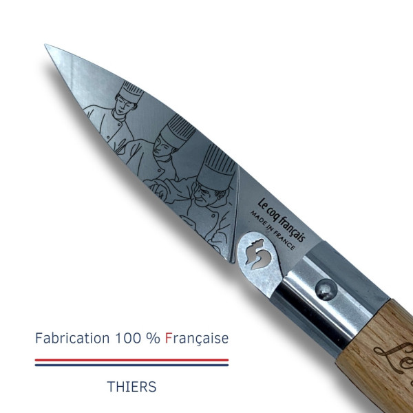 Couteau de poche LE COQ FRANCAIS Le Coq Virole Lyonnais manche en bois de chêne