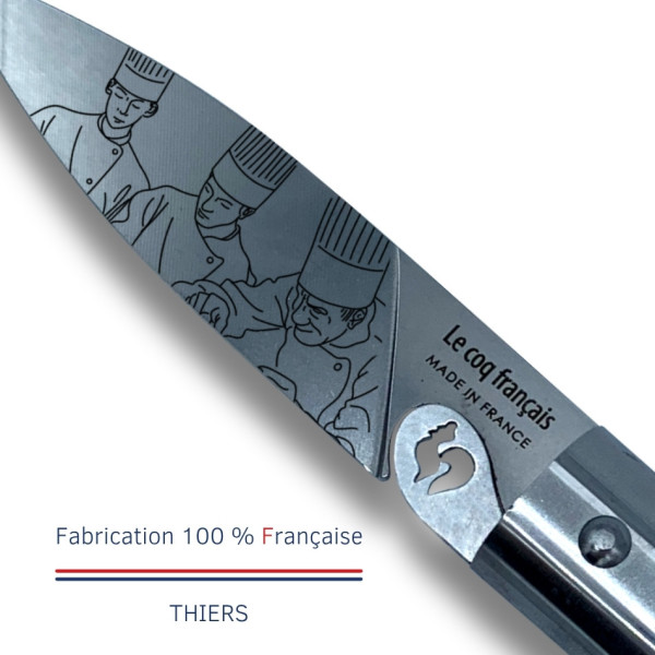 Couteau de poche LE COQ FRANCAIS Le Coq Virole Lyonnais manche en bois de chêne
